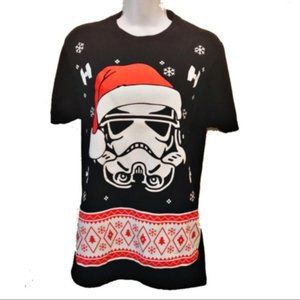 STAR WARS Unisex Size Medium Storm Trooper Christmas Tee Shirt Black White Red